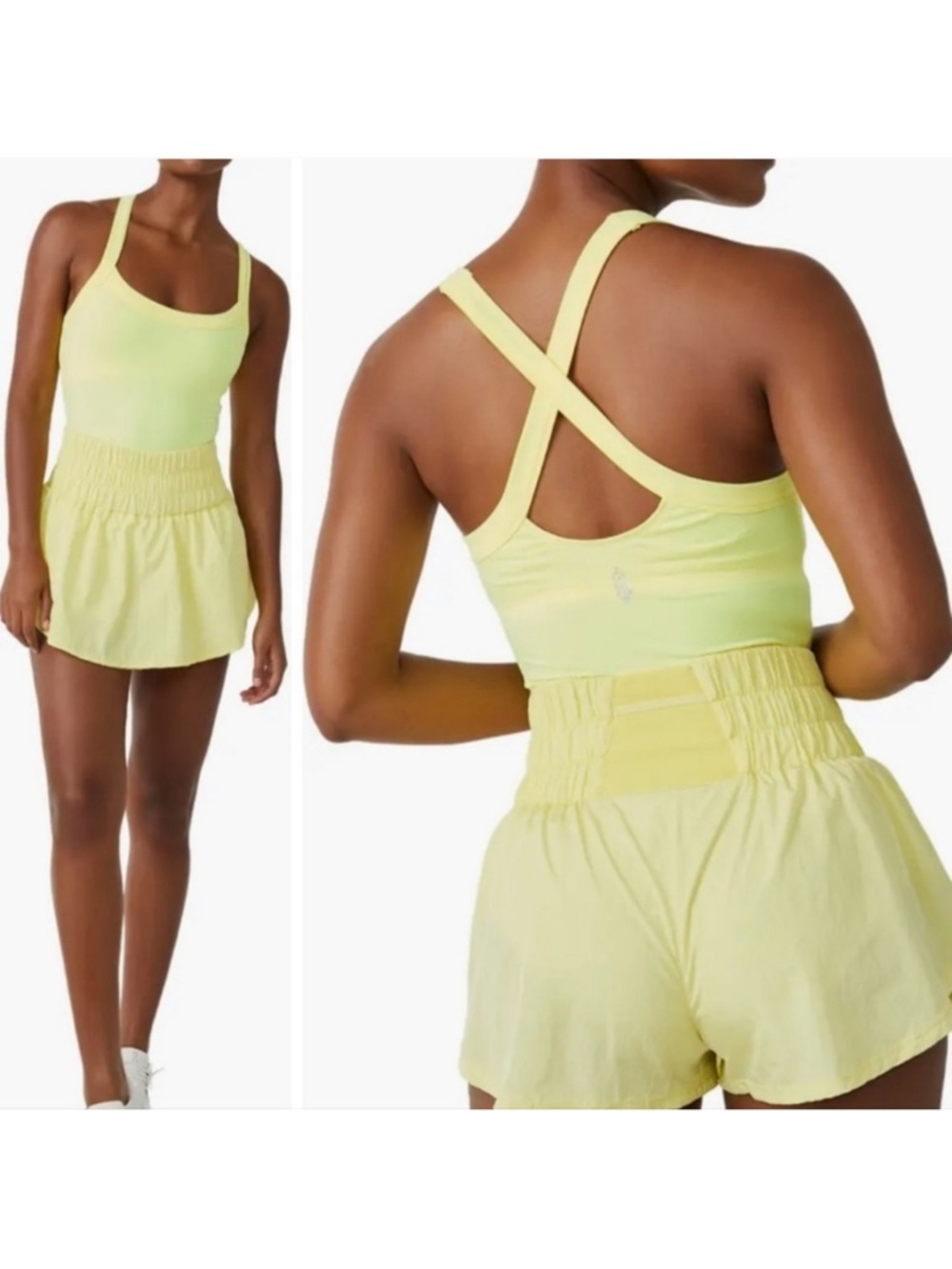 NWOT FP Movement by Free People Lemon Yellow Athletic Romper